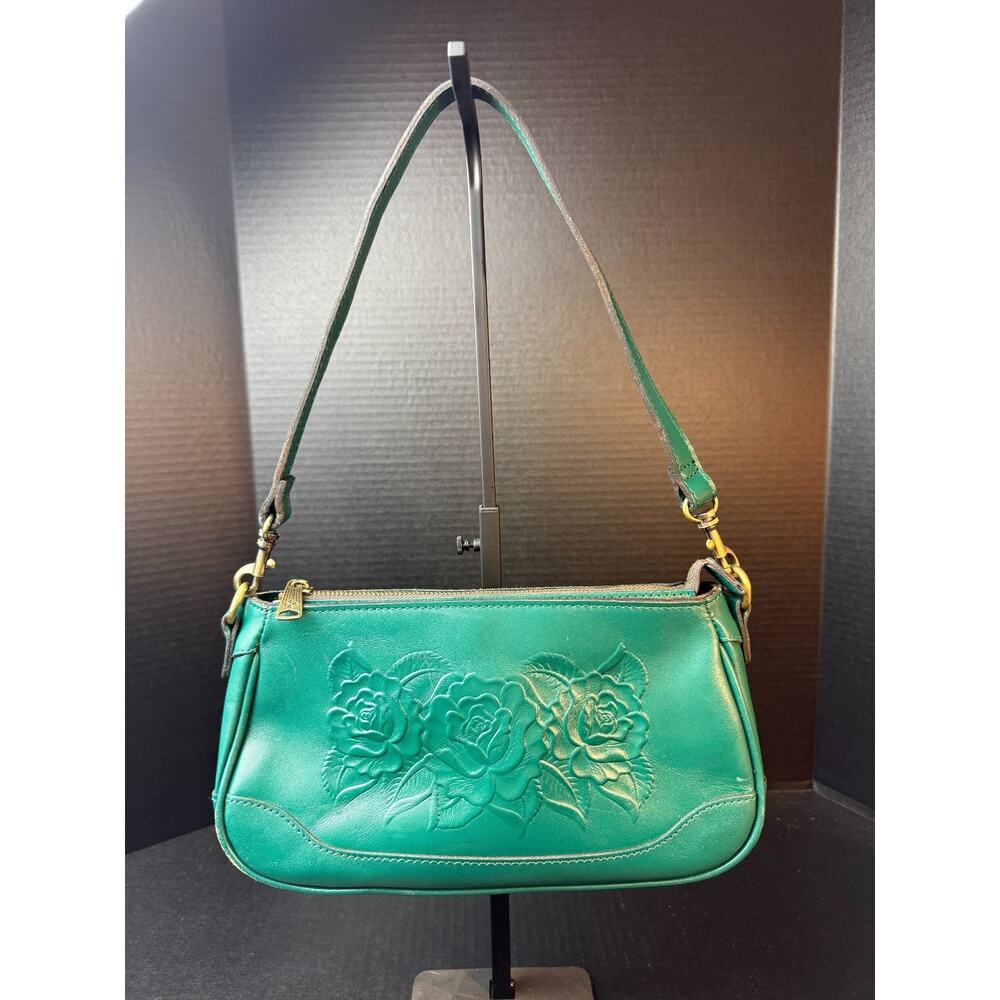 Patricia Nash Nova Crossbody Shoulder Bag Teal GreenBurnished Rose Tooling *READ